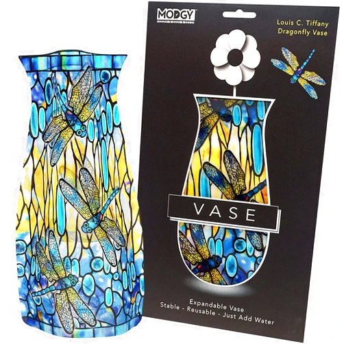 MODGY Expandable Flower Vase Plastic Decorative Modern Vases for Flowers Centerpieces Dining Table Decor Living Room Bathroom Wedding Office, Tiffany - Dragonfly