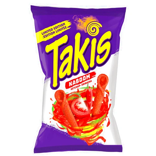 Takis Rolled Tortilla Chips, Kaboom Ketchup Sriracha Flavor, 280g/9.9 oz. (Imported from Canada)