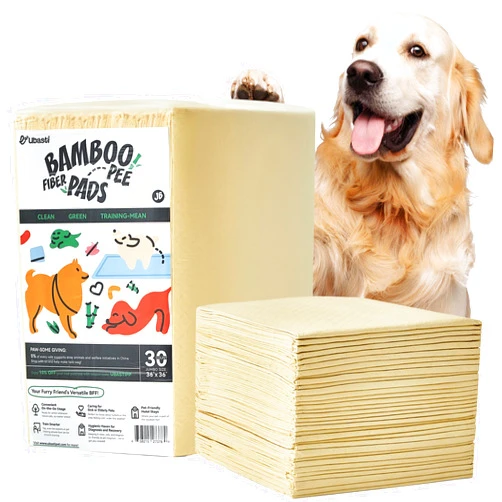 Ubasti Bamboo Puppy Pads Extra Large 36''x36'', 30 Count, Super Absorbent & Leak-Proof Disposable Pee Pads for Dogs, XXXL Thicken 6-Layer Potty Pads with Adhesive Sticky Tape, Quick Dry