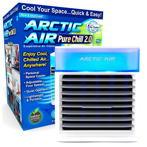 Arctic Air Pure Chill 2.0 Evaporative Air Cooler by Ontel - Powerful, Quiet, Lightweight and Portable Space Cooler with Hydro-Chill Technology For Bedroom, Office, Living Room & More,Blue