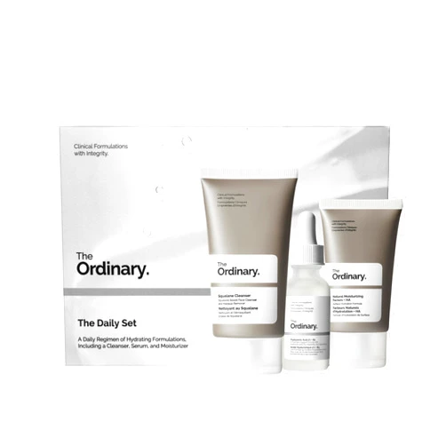 The Ordinary The Daily Set, Daily Skincare Routine with Squalane Cleanser, Hyaluronic Acid 2% + B5, and Natural Moisturizing Factors + HA