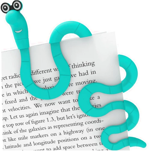 Artori Design Funny Cool Book Marks for Reading - Wally the Bookworm Clip Bookmark for Kids, Women & Men, Cute Bookworm Gift, Fun Reading Accessory (Turquoise)