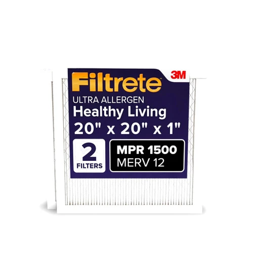 Filtrete 20x20x1 AC Furnace Air Filter, MERV 12, MPR 1500, CERTIFIED asthma & allergy friendly, 3 Month Pleated 1-Inch Electrostatic Air Cleaning Filter, Pack of 2 (Actual Size 19.69x19.69x0.78 in)