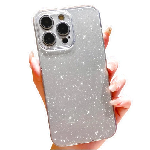OWLSTAR Cute Glitter Phone Case for iPhone 12 Pro Max 6.7 inch, Sparkly Bling Slim Bumper Protective Cover for Women Girls Girly (Silver)