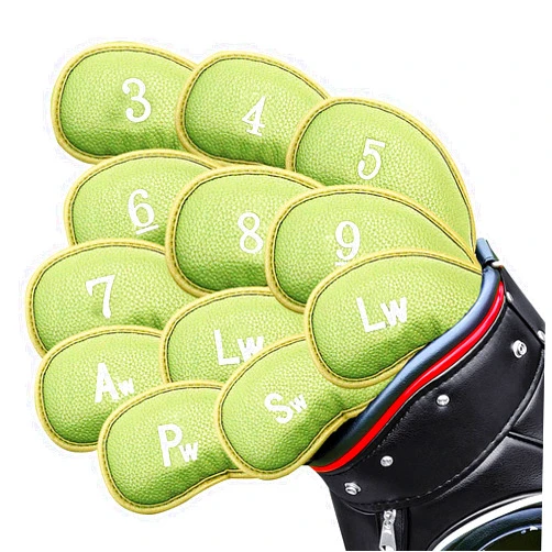 FINGER TEN Golf Iron Head Covers Value 12 Piece Set, Synthetic Leather Deluxe Club Headcover, Universal Fit Main Iron Clubs Gift Set