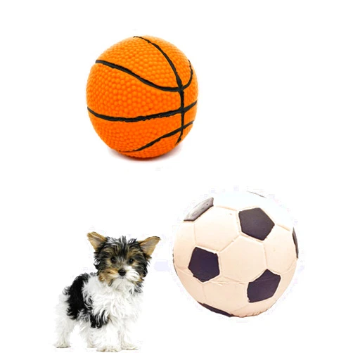 Lucas b Natural Dog Toys Set of 2 - Small Basketball - Soft, Squeaky Dog Toys - Natural Rubber (Latex) - 2.5