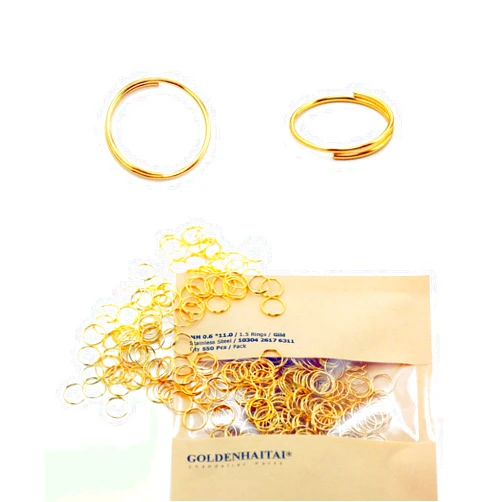GOLDENHAITAI 550pcs Stainless Steel Split Rings Jump Key Rings Chandeliers Connectors for for Crystal Curtain, Garland DIY, Lamp & Lighting Crystals, Jewelry Making and Craft Ideas(11mm Gold)