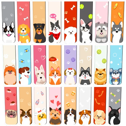 Nezyo 48 Pcs Magnetic Bookmarks Cute Dogs Cats Magnetic Page Markers Puppy Magnetic Page Clips Bookmarks Pet Magnet Book Markers for Kid Students Teacher Reading Supplies Party Favors, 24 Designs (Dog)