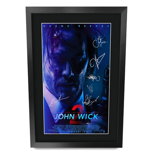 HWC Trading John Wick 2 Keanu Reeves 16 x 12 inch Framed Gifts Printed Poster Signed Autograph Picture for Movie Memorabilia Fans - 16
