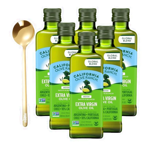 Moofin Everyday Oil Virgin, 169 Oz - Cold Pressed, Rich Flavor, Cooking Drizzling, Bundle With Golden Ss Spoon, Heart Healthy Antioxidants, Versatile Use [Pack Of 6]