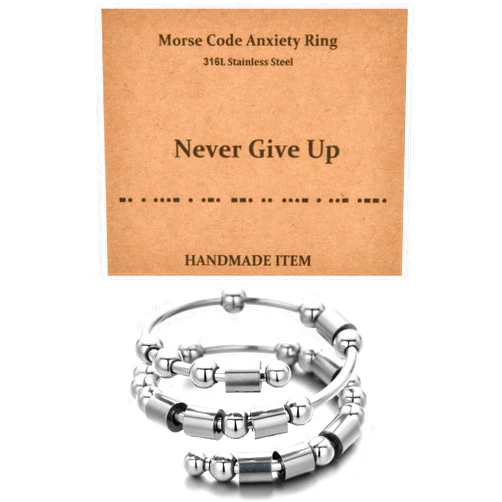 GOGOEY Morse Code Rings for Women, Stainless Steel Spinner Ring Fidget Rings for Anxiety Ring Morse Code Rings Inspirational Gifts Jewelry Women Birthday Graduation Gifts for Her Best Friends