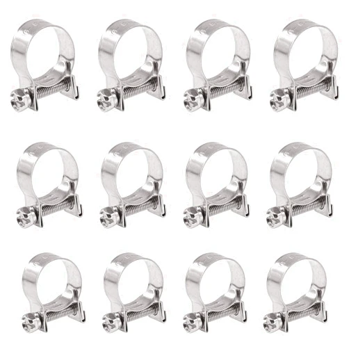 Rustark 12 Pcs Hose Clamp Adjustable Range 16-18mm Mini Fuel Line Pipe Clamps 304 Stainless Steel Hose Clips for Plumbing Automotive and Mechanical (16-18mm)
