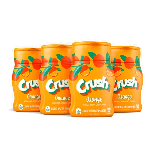 Crush, Orange, Liquid Water Enhancer – New, Better Taste! (4 Bottles, Makes 96 Flavored Water Drinks) – Sugar Free, Zero Calorie