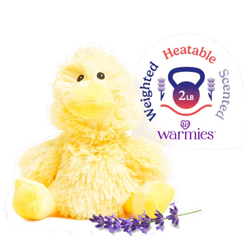 warmies Microwavable & Weighted Stuffed Animals, Duck - Heated Stuffed Animal Plushie for Warmth & Comfort - Cute Soft Plush Toys for Adults & Children (Boys, Girls, Babies & Toddlers)