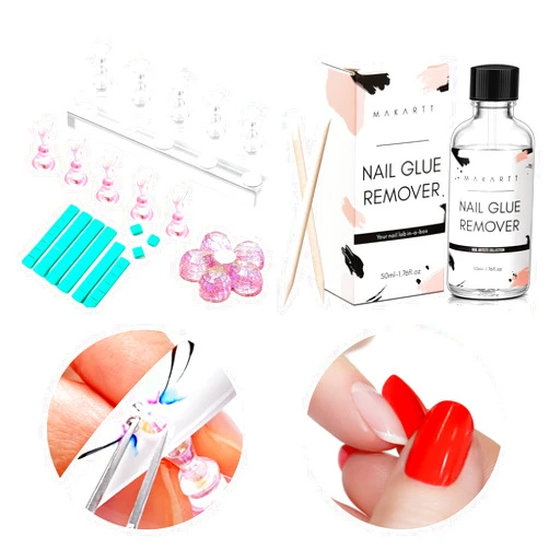 Makartt Acrylic Nail Stand Nail Practice Stand Magnetic Nail Tips Practice Bundle with Makartt Nail Glue Remover for Acrylic Nails Press on Nails