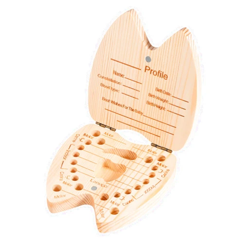 Annhua Tooth Fairy Box Umbilical Cord Keepsake Box for Boys, Wooden Baby Tooth Box Tooth Holders for Kids Keepsake - Storing 20 Shed Milk Teeth, Fetal Hair and Recording Baby Information