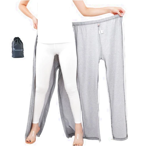 WEEOATAR Unisex Patient Pants,Bedridden Patient Clothing,Disability Clothing with Zippers,Hospital Gowns Nursing Aid