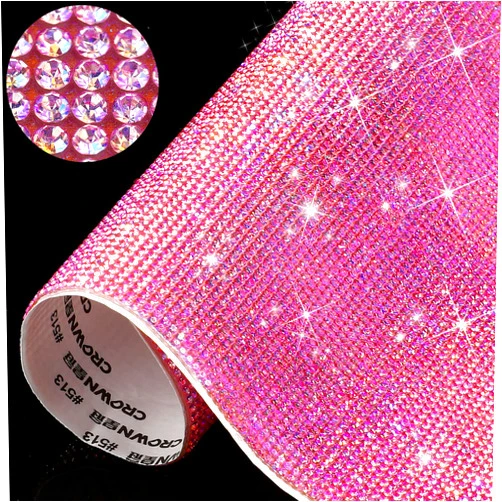 Outus 12000 Pieces Bling Bling Rhinestone Sheet Rhinestones Sticker DIY Car Decoration Sticker Self Adhesive Glitter Rhinestones Crystal Gem Stickers for Car Decoration, 9.4 x 7.9 Inch (Pink AB Color)