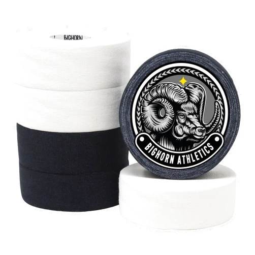 Bighorn Athletics Boxing & Athletic Sports Tape, Extra Sticky, 1-Inch x 45-feet, 6-Rolls (Black & White)