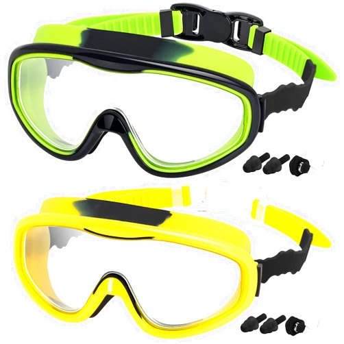 EasYoung 2-Pack Kids Swim Goggles, Wide Vision Swim Goggles for Child from 3-15