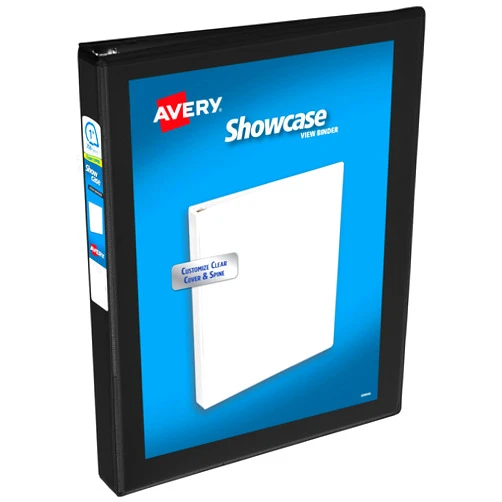 Avery Economy Showcase View 3 Ring Binder, 1 Inch Slant Rings, 1 Black Binder (19600)