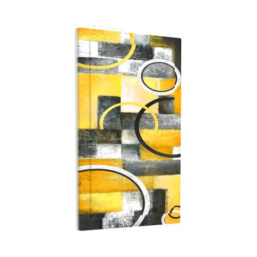 Ifetiful Yellow Grey Abstract No Device Light Switch Cover 1 Gang Blank Wall Plate Decorative Art Geometric Circle Electrical Faceplate Rustic Lemon Yellow Switchplate for Living Room Bedroom Wall Decoration