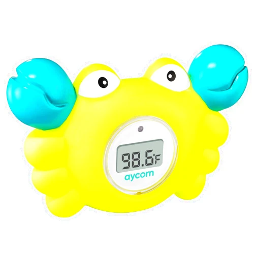 Aycorn Digital Baby Bath Thermometer - Fahrenheit Bath Thermometer Baby Safety - Water & Room Thermometer with LED Display and Temperature Warning - Infant Baby Bath Toys Floating Toy Thermometer