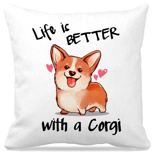 GICHUGI Dog Themed 18″×18″Life is Better with A Corgi Cute Corgi Dog Decorative Throw Pillow Case for Home Living Room Sofa Couch Bed Decor,Dog Lovers Corgi Mom Girls Women Gifts