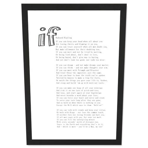 Artery8 Quote Rudyard Kipling If Poetry Poem Artwork Framed Wall Art Print A4