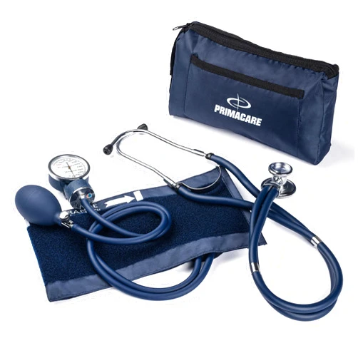 Primacare DS-9181-BL Professional Aneroid Sphygmomanometer and Sprague Rappaport Stethoscope, Manual Blood Pressure Kit with Cuff and Carrying Case, Blue