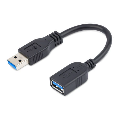 StarTech.com 6in Short USB 3.0 (5Gbps) Extension Adapter Cable (USB-A Male to USB-A Female) - USB 3.2 Gen1 Port Saver Cable - Black (USB3EXT6INBK)