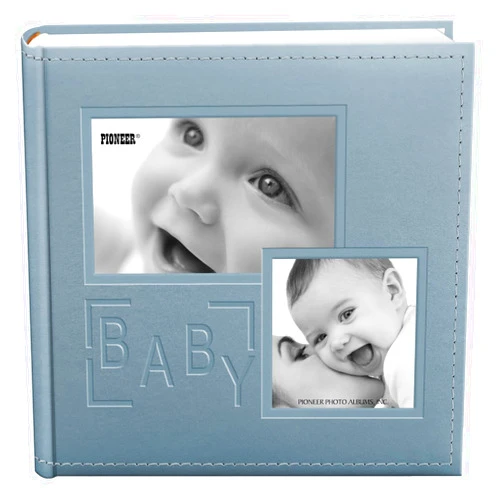 Pioneer Photo Albums DA-200COLB/B 200-Pocket Embossed Baby Leatherette Frame Cover Album for 4 by 6-Inch Prints, Blue