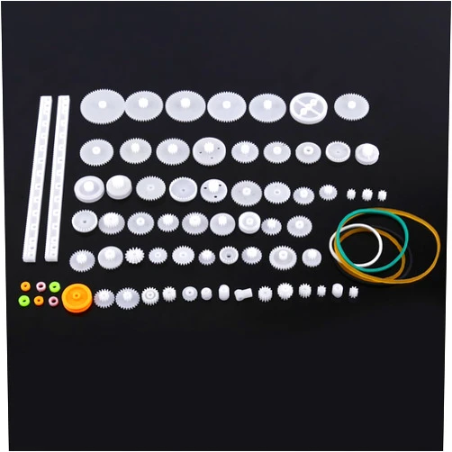 KELFEEAO Plastic Motor Gears Set, DIY Robot Gear Kit Plastic Gear Wheel Set Pulley Belt Worm Gears Set Small Motor for Toy DIY Parts(75kinds)