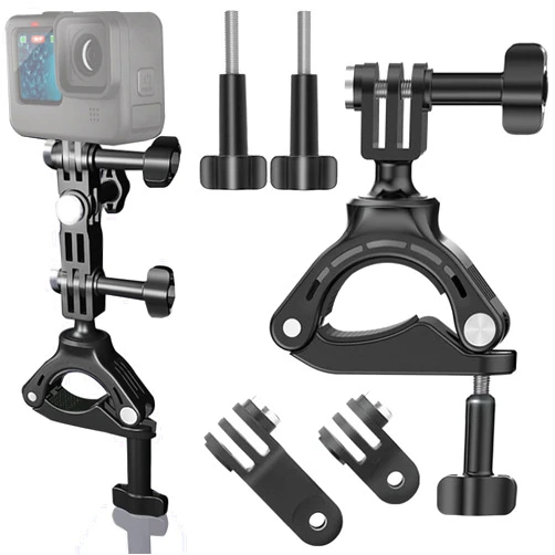 Niewalda Upgrade Action Camera Mount Clamp for Bicycle/Motorcycle, 360° Rotation Bike Motorcycle Camera Mount Compatible with GoPro, OSMO DJI, Handlebar Mount for Action Cameras