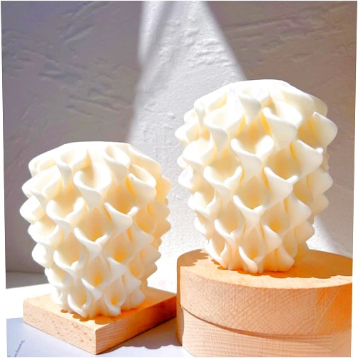 Dunyu Qin Morning Glory Flower Design Candle Molds Swirl Sculpture Pillar Candle Silicone Mold Unique Shaped Twirl Minimalist Decor (Pink)
