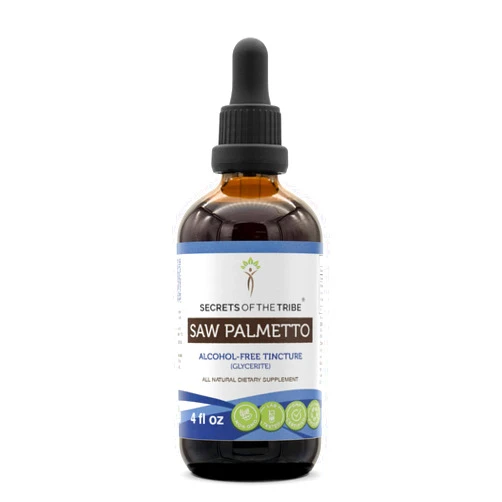 Secrets of the Tribe Saw Palmetto Tincture Alcohol-Free Liquid Extract, Saw Palmetto (Serenoa Repens) Dried Berry (4 FL OZ)