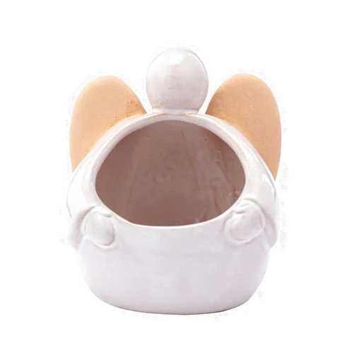 Napco Imports Napco Mini Angel - 2.5 Inch White Ceramic Standing Planter Pot