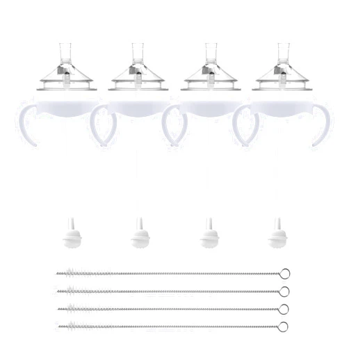 Hopopower Straw Cup Conversion Kit for Philips Avent Natural Baby Bottles, Toddler Transition Kit with Food Grade Silicone Straw Top Nipple, Weighted Straw, Bottle Handle, Cleaning Brush, BPA-Free, 4-Pack, 6+