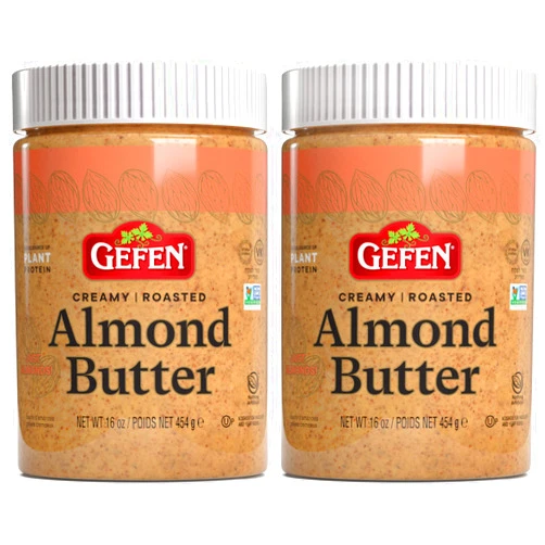 Gefen Pure Roasted Almond Butter, 16oz (2 Pack) Just One Ingredient | No Hydrodgenated Oils | No Added Sugars | Non GMO | Rich Creamy Texture | Kosher (Including Passover)