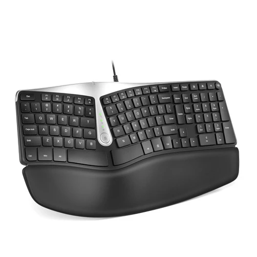 Nulea RT02 Ergonomic Keyboard, Wired Split Keyboard with Pillowed Wrist and Palm Support, Featuring Dual USB Ports, Natural Typing Keyboard for Carpal Tunnel, Compatible with Windows Mac
