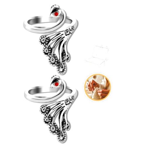 Namifin 2 Pieces Adjustable Peacock Crochet Rings Knitting Rings Yarn Tension Ring Wool Guide Finger Holder for Quilting Sewing Crafts DIY Hand Knitting Tools