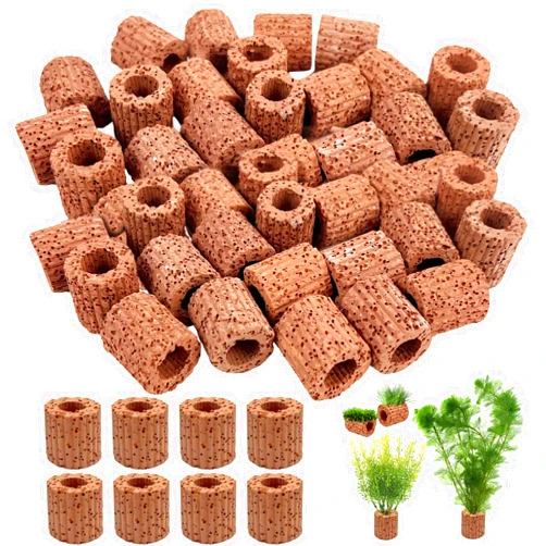 Rainmae 50 Pcs Aquatic Water Plant Fixed Rings, Water Plants Cultivation Fixed Ring Aquatic Water Plant Fixed Ring Ceramic Plant Pot, Landscape Ceramic Pottery Gravity Ring for Fish Tank Accessories
