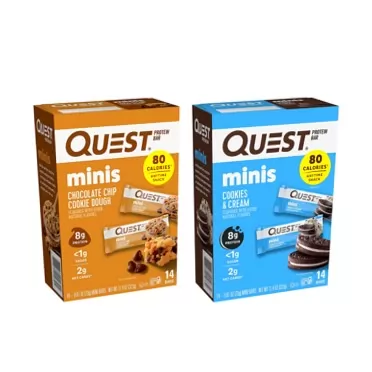 Quest Nutrition Mini Protein Bars Bundle, Chocolate Chip Cookie Dough and Cookies & Cream, High Protein, Low Carb, Keto Friendly, 14 Count Each
