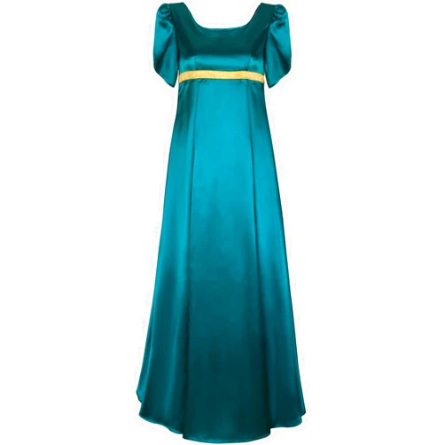 Keuixvm Satin Regency Dresses Vintage Ball Gown Victorian Empire Waist Dress for Women