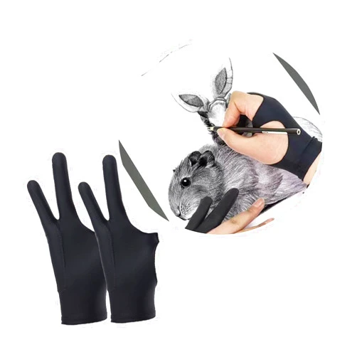 CAISGATO Slim Style 3-Layer Two Finger Sketching Gloves - 2PCS Perfect for Paper, iPad, and Graphics Drawing Tablets - Left and Right Hand Compatible - (Medium)