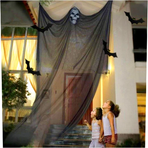 UMEELR 10.8ft Halloween Hanging Ghost Decorations Halloween Hanging Props Scary Halloween Hanging Skeleton Flying Ghost for Outdoor Indoor Home Yard Black
