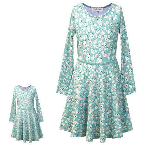 Perfashion Matching Girls&Dolls Sleeveless/Long Sleeve A-Line Dresses Unicorn Festival Skirts