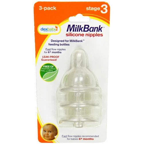DexBaby MilkBank Silicone Nipples 3 Pack - Stage 3