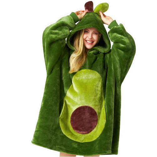 Giggling Getup Avocado Wearable Blanket Hoodie - Oversized Soft Sherpa Fleece Hooded Blanket - Warm Cozy Plush Flannel Blanket Sweatshirt Gifts - with Giant Pocket and Sleeves for Adults Women Men