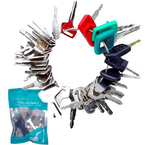 WAH LIN PARTS 39Pcs Master Equipment Keys, Heavy Construction Ignition Keys, Set for Cat JCB Jlg Gehl Volvo John Linkbelt Deere Bobcat Hyster Case Komatsu Kubota Hitachi Loaders Skidsteers Excavator Lift